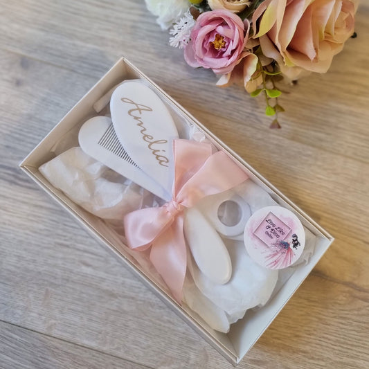 Personalised White Baby Brush and Comb Set